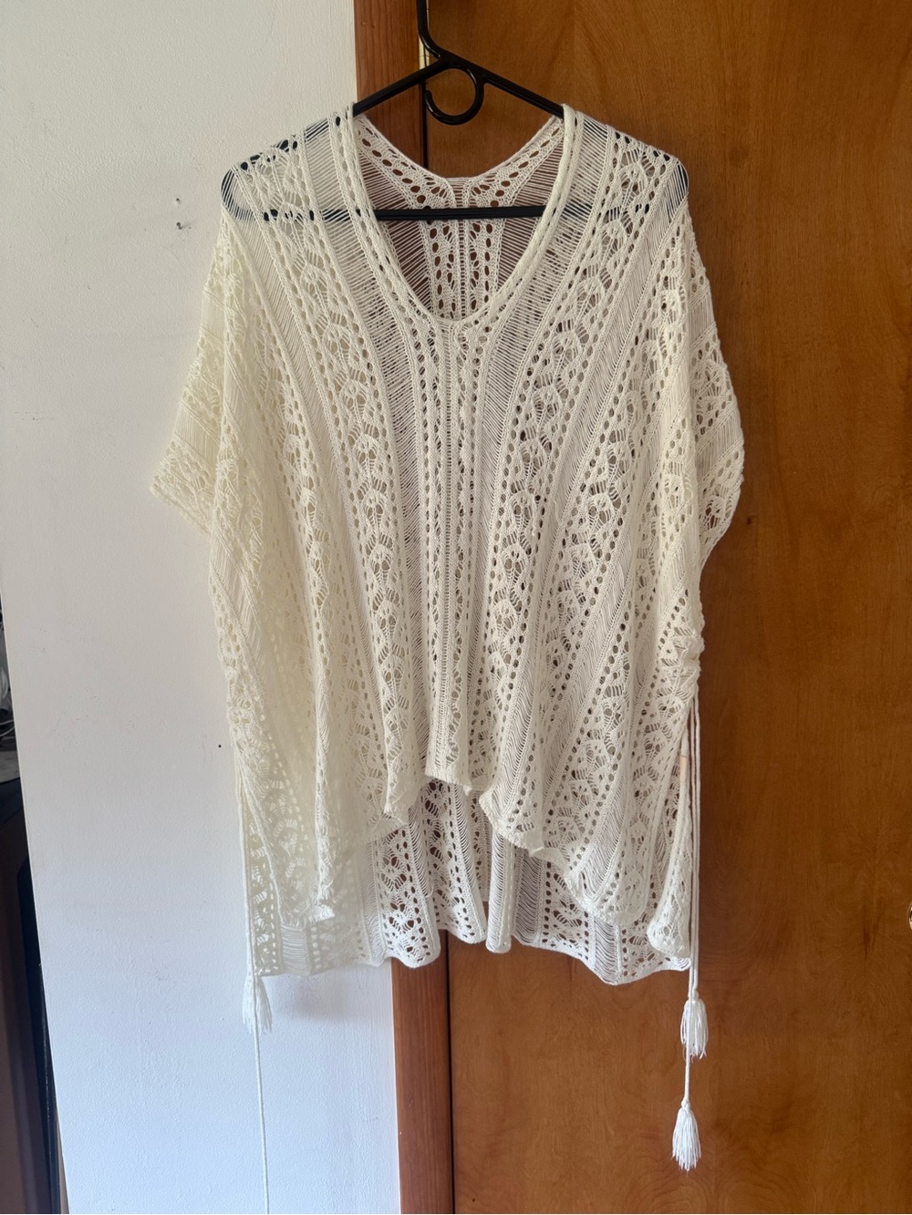 White Lace Crochet Swim Coverup - One Size
